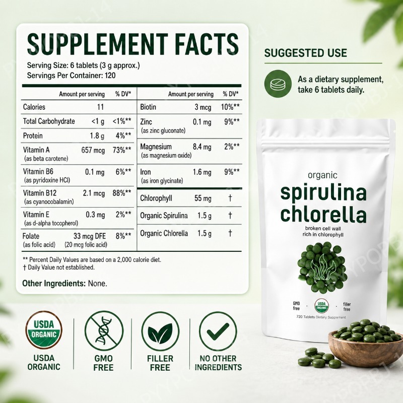 Biologische Spirulina Chlorell - Spirulina Tablet Organic recensie en prijs